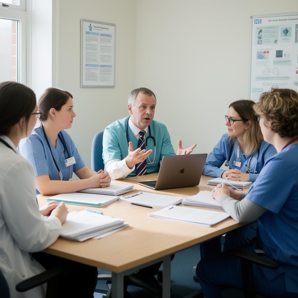 Clinical and care team in a multidisciplinary meeting