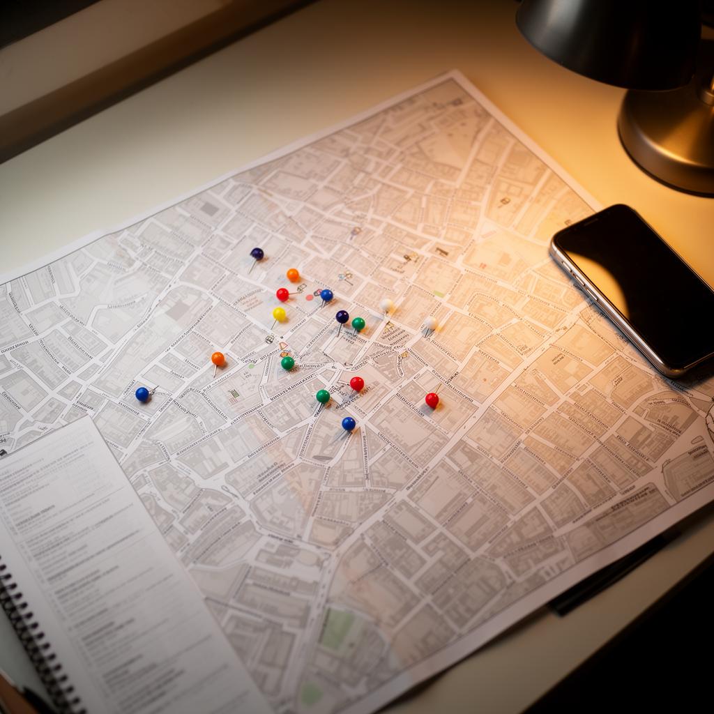 Map of scattered supported living addresses across a town